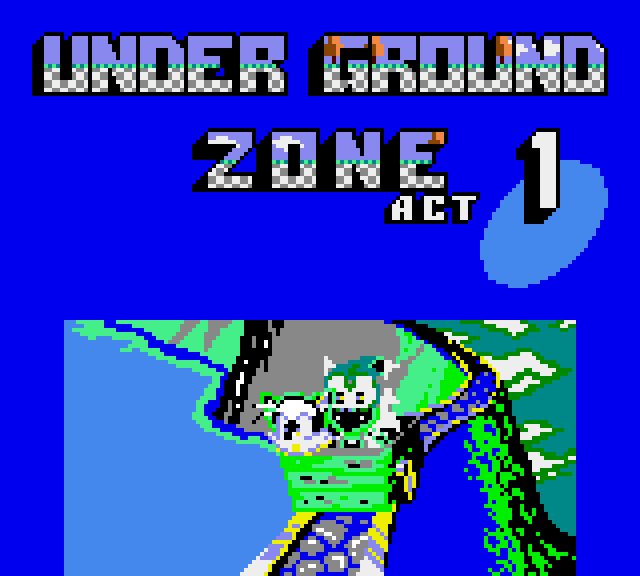 Sonic 2 level Intro: Under Ground Zone Act 1; the image of Sonic and tails seems inverted, with wrong colors.